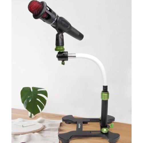 Lanparte Angle-adjustable Desktop Microphone Stand with Gooseneck Flex Arm for Live Video Streaming