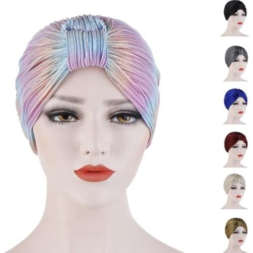 Fashion Women Muslim Hat Turban Indian Beanie Pleated Cancer Chemo Hair Loss Caps Islamic Bonnet Beanie Arab Headwear Hats