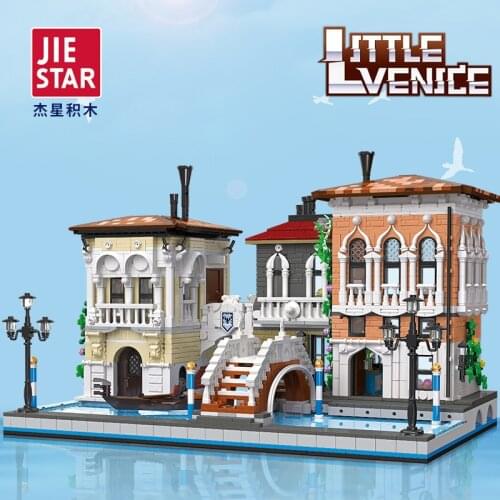 JIESTAR 89122 Modular Building Blocks Creative MOC Street View Series Small Particles Assembling Toys Childrens Gifts