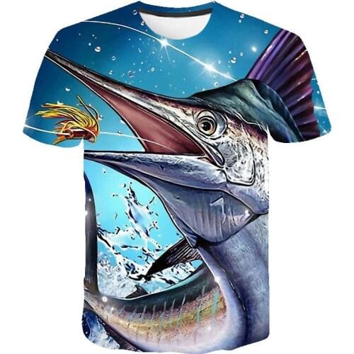 Mens T-shirt Short Sleeve Deep Sea Fish Pattern 3D Tops Over Size Printing Round Neck T-shirt Fashion Casual Wear 2021 Summer