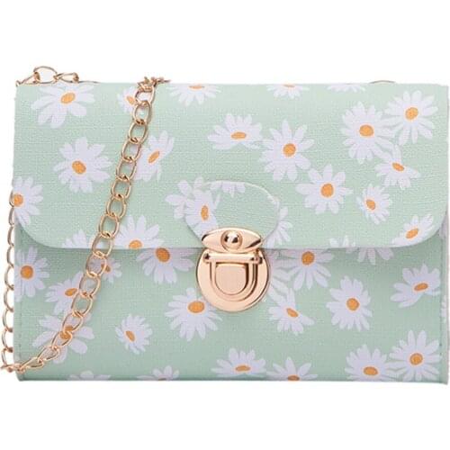 New Fashion Women Pure Color Flowers Crossbody Shoulder Bag PU Hasp Bag Shoulder Bag Hand Bag