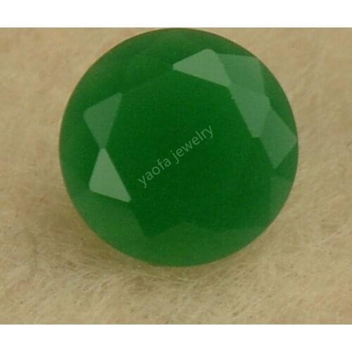 Sale 2~15mm 5A Malay Jades Green Color Matte Bottom Glass Beads Synthetic Gems Round Shape Cut Loose Unpolished Back Glass Stone