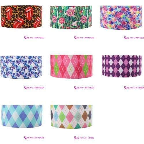 Q&N Ribbon 16mm~75mmDiamond Pattern Printed Grosgrain Ribbon Accessories DIY Material Craft Supplies Free Shipping
