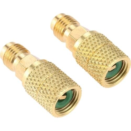 R410A Adapter 5/16inch Sae Female Quick Couplers To 1/4inch Sae Male Flare, Used for Mini Split System, Air Conditioners, Straig