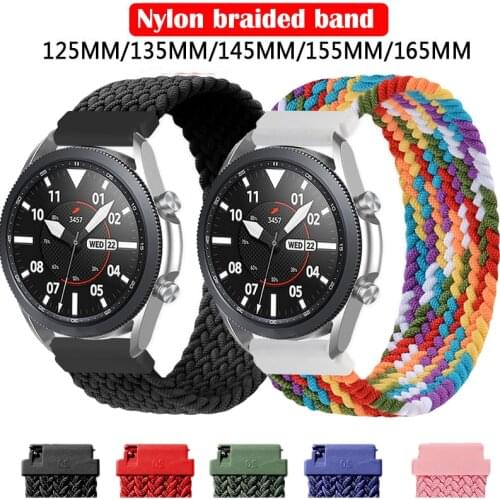 Braided Solo Loop Nylon Strap for Samsung Galaxy watch 46mm/Active 2 42mm/Huawei watch GT/Amazfit GTR for 22mm 20mm elastic band