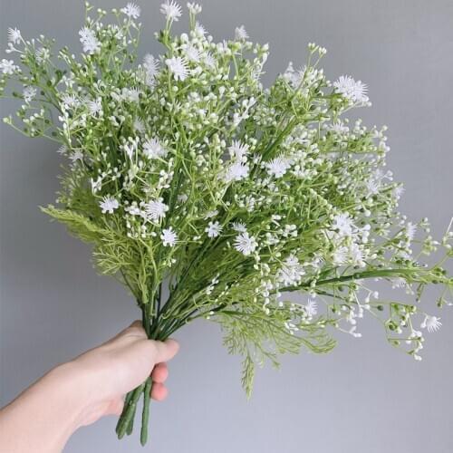 Luxury Plastic Babysbreath grass Artificial Flower bunch DIY fake plants home wedding Decoration flores artificiales