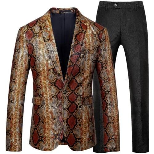 Luxury Snake Pattern Blazer Men 2020 Single Breasted Mens Suit Jacket Coat Casual Slim Fit Party Club Stage Chaqueta Hombre 5XL
