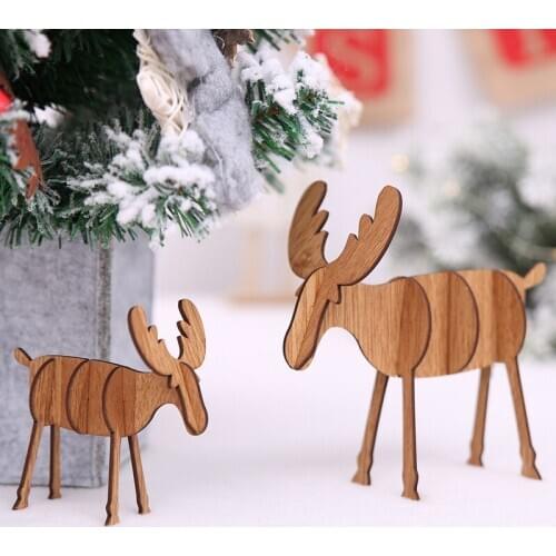 Christmas DIY Elk Wood Decoration Assembling Christmas Decorations Wooden Pendants Party Decorations Office Desktop Decoration