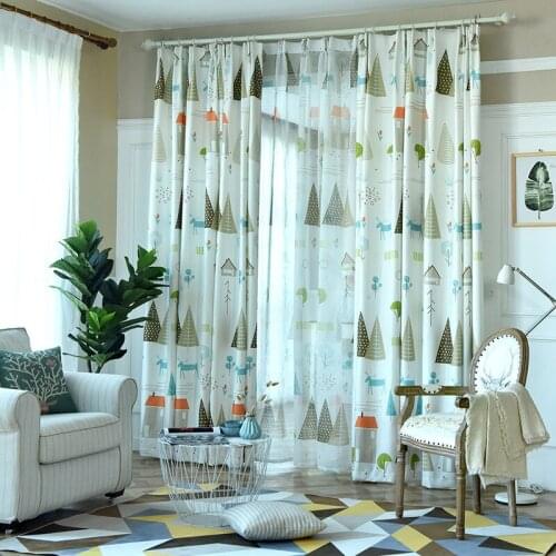 Plant Tree Animal Forest Digital Print Curtains Semi-Shading Blinds Boys Kids Nursery Bedroom Study Simple Modern Gauze WP143C
