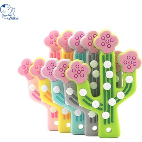 1 piece Cactus Silicone Teether Baby Teething Pendant Nursing Soft Silicone Beads Safe Toys For DIY Teething Necklace Baby Gift