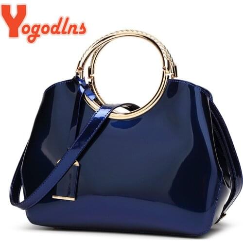 Yogodlns Luxury Shell Handle Bag For Women Patent Leather Handbag Fashion Large Capacity Female Bag Fashion Glossy Lady Purse
