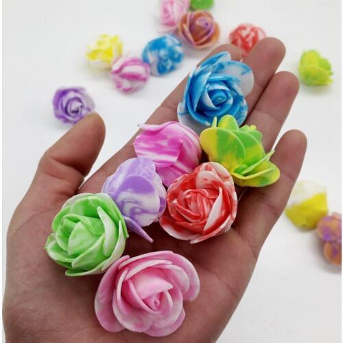Wedding Home Decoration 50pcs Artificial Mini PE Foam Rose Flowers Head Handmade Scrapbooking Rose Flower Kiss Ball craft flower