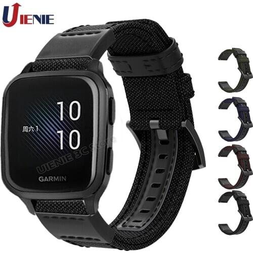 Woven Nylon Strap Watchband for Garmin Venu SQ / SQ Music / Vivoactive 3 Bracelet Smart Watch Sport Wristband Replacement Band