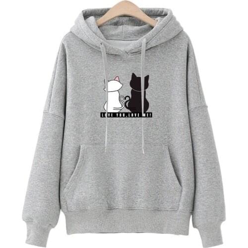 Streetwear Hoodies Women Sweatshirt Autumn Long Sleeve Hoodies Harajuku Hoodie Cute Cat Print Sweatshirt Women Sudadera Mujer