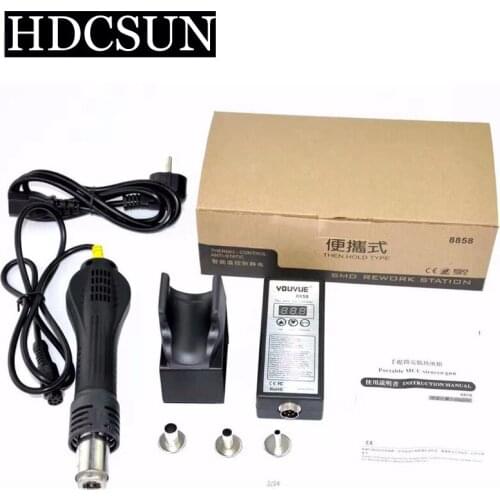 High quality EU PLUG 110V/ 220V Portable BGA Rework Solder Station Hot Air Blower Heat Gun YOUYUE 8858 Better Saike 8858