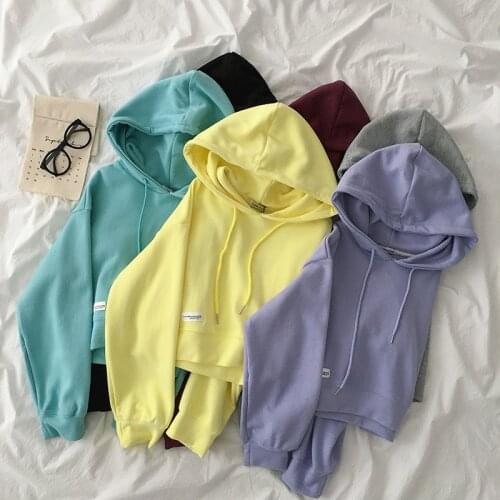 Ezgaga Sweatshirt Women 2020 Autumn Embroidery Letter Long Sleeve Hoodies Drawstring Loose Ladies Pullover Fashion Streetwear