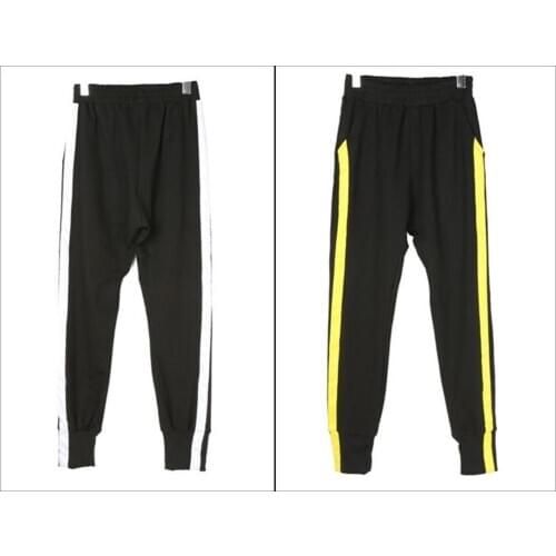 Women Slim Fit Black & White Stripped Lounge Track Pants Sweatpant / Low Crotch / High Waist / Elastic Band