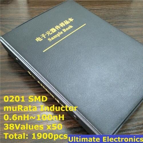 0201 muRata SMD Chip Inductors Assorted Kit 0.6nH~100nH 38Valuesx50 Sample Book
