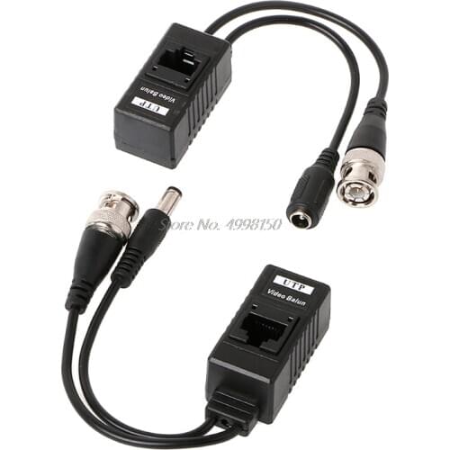 1 Pair BNC To RJ45 Passive Video Power + Audio Balun Transceiver For CCTV Camera Dropship