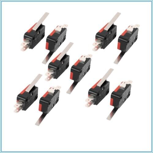 10 Pcs V-152-1C25 Roller Lever Arm SPDT 1NO 1NC Micro Limit Switch 3 Terminals Momentary