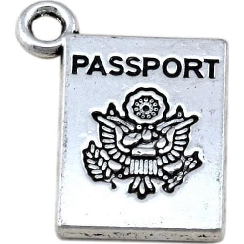 100pcs Zinc Alloy passport Charm Pendant 15x18mm DIY Jewelry A-111