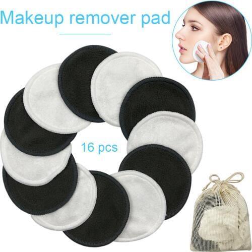 16pcs Reusable Cotton Pads Make Up Facial Remover Double Layer Wipe Pads Nail Art Cleaning Pads Washable With Laundry Bag