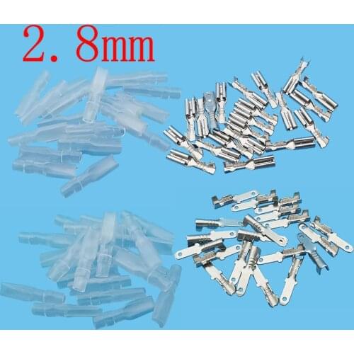 20Set 2.8mm Crimp Terminals Connector 2.8 mm Male and Female Wire Spade Crimp Terminal Block with Insulating Sleeve