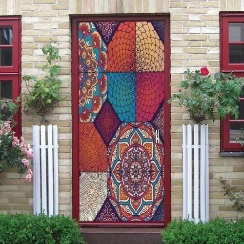 3D creative Checkered brick door stickers wall stickers self-adhesive waterproof removable