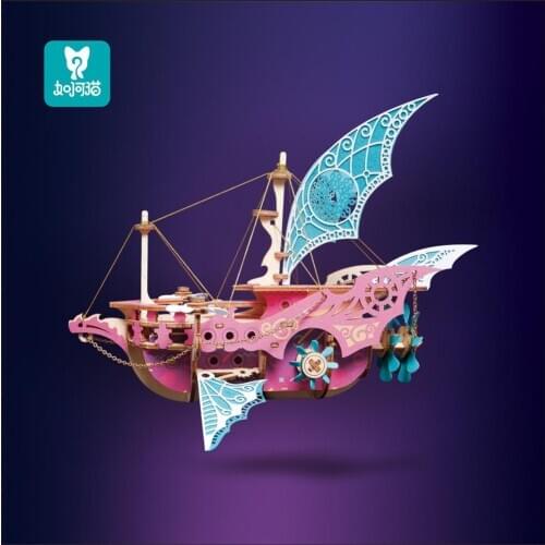 Curiosity 115pcs DIY 3D Arabian Nights Fantasy Ship Wooden Fairy Tale Puzzle Game Assembly ShipToy Gift for Children Teens Adult