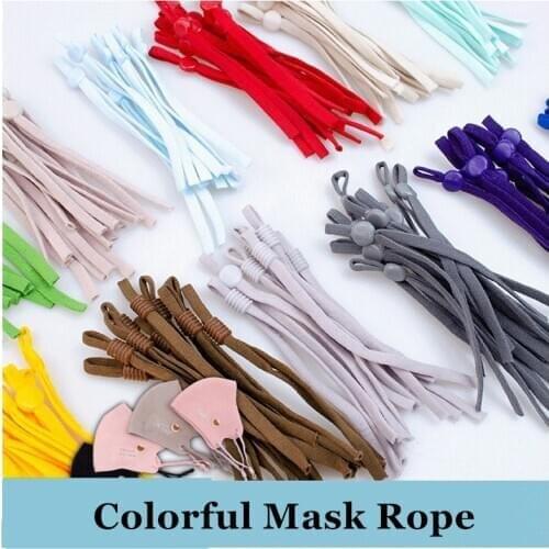 50/100pc Flat Mask Elastic Rope Rubber Band Ear Hanging Rope Adjustable Buckle Colorful Elastic Sewing Mask Cord Craft Accessory