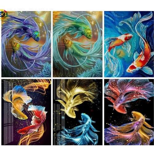 5d Diamond Painting Fish Diamond Mosaic Picture Cross Stitch Kit Animal Rhinestone Art Bead Embroidery Crafts Home Decoration