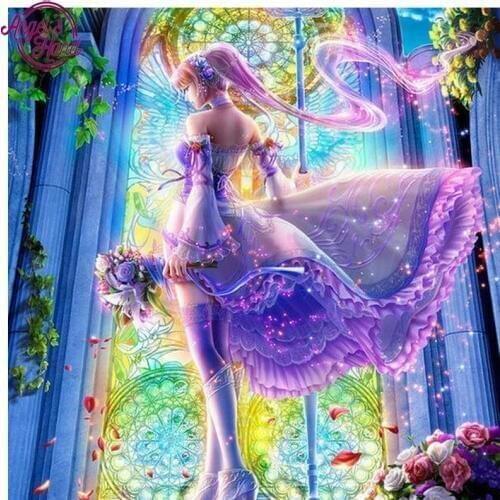 DIY 5d diamond painting fairy icon puzzle picture embroidery diamond mosaic cartoon girl picture children painting rhinestones