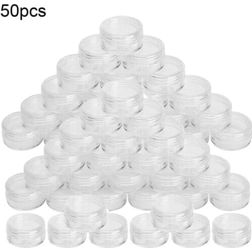 50Pcs Empty Jars Refillable Bottles Cosmetic Jars Makeup Container Small Round Bottle Little Cream Jar Series with Lid Multiuse