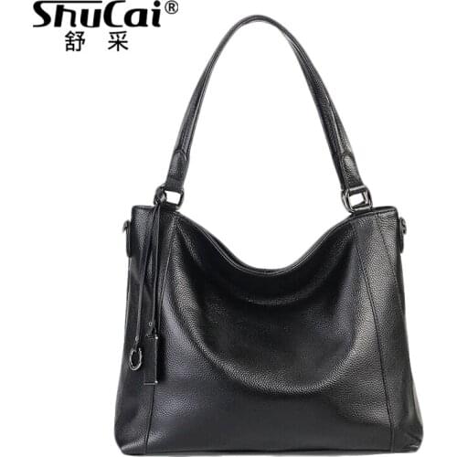 Genuine leather shoulder big bag ladies purses and handbags