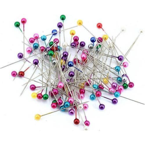 100 Pcs Pearlescent Color Positioning Pins Dressmaking Pins Sewing Tools Round Pearl Head pin DIY Sewing Accessories