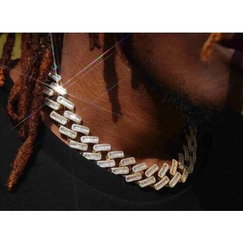 Iced out men cuban chain necklace for hip hop rock jewelry with cz paved wholesale statement necklace jewelry for boys