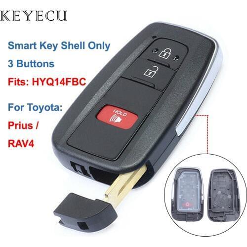 Keyecu 3 Buttons Remote Key Shell Case Cover for Toyota Prius 2016 2017 2018 for RAV4 2019 , FCC ID: HYQ14FBC