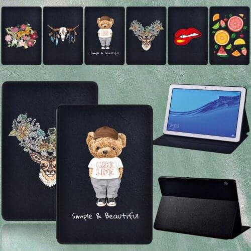 Tablet Case for Huawei M5 Lite 8"/M5 Lite 10.1"/M5 10.8"/MediaPad T3 8.0/T3 10 9.6"/T5 10 10.1" Lightweight Pu Leather Cover+Pen