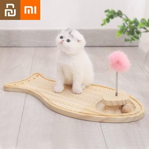 Xiaomi solid wood cat scratching board litter cats toys grinding claw pad funny cat toy cat scratching ball pets supplies youpin