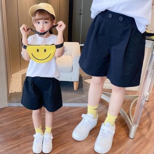 Children Pants 2021 New Summer Kids Clothing Casual Girls Loose Shorts Thin Solid Color Tide