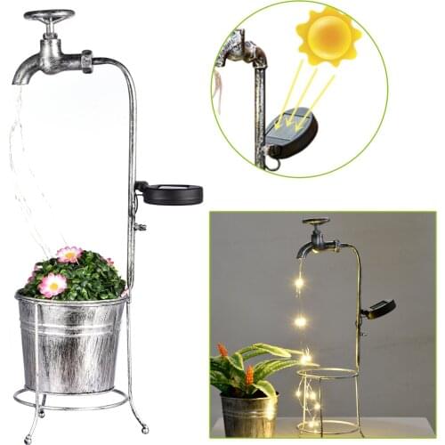 Home Garden Watering Can Stake With Lights For Garden Art Light Decor Solar Water Faucet Planter Light Lawn Art Outdoor Decor