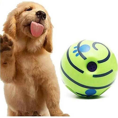 Pet Dogs Cats Playing Ball Chewing Sound Play Fetching Wobble Wag Giggle Ball Pet Safe Training Funny Sound Toy