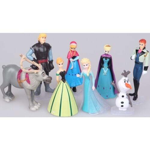 Disney Toys 8pcs/Set 5-9cm Frozen Anna Elsa Kristoff Olaf Action Figures For Girls Kids Toys Fashion Dolls Models Toys Best Gift