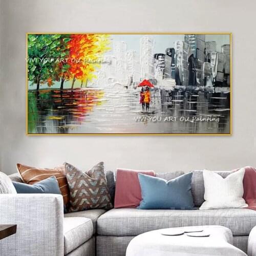 Colorful Rain Boat Poster Scenery Pictures Room Decoration Abstract Oil Painting On Canvas Wall Art For Living Room Cuadros