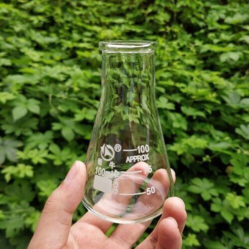 4pcs Big B Conical flask,Wide spout with graduations,Capacity 100ml,O.D. of neck 33mm,Erlenmeyer flask with normal neck