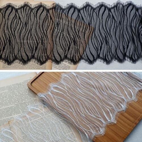 3yards Black White 19cm wide Lace Trim Sewing Accessories Eyelash Lace Ribbon For Dress wedding Party Decoration