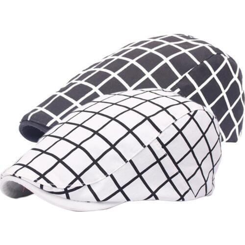 Fashion Men Women Plaid Cotton Flat Cap Summer Sun Hat Adjustable Beret Headwear Clothing decor Accessory Stop The Flying Spit