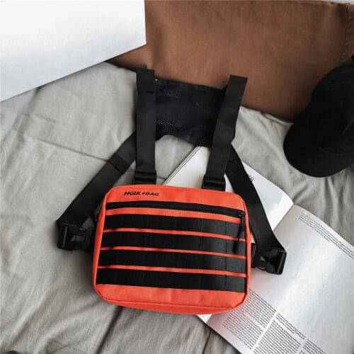 Fashion Street Chest Bag For Men Oxford Cloth Contrast Color Hip-hop Male Square Vest Strap Bag Shoulder Crossbody Bags Handbags