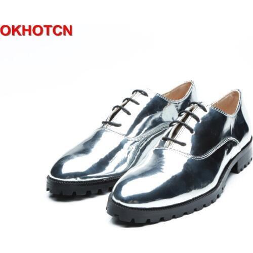 Silver Luxury Designer Shoes Mens Rubber Sole Shoe Handmade Lace Up Oxford Leather Men Shoes New Italian Brand Moccasin Loafers