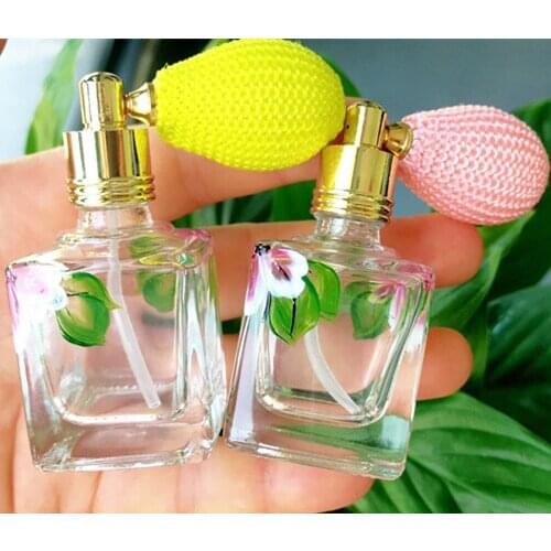15ml New Hand-painted Square Perfume Empty Bottle Air Bag Glass Bottle 50PCS/LOT